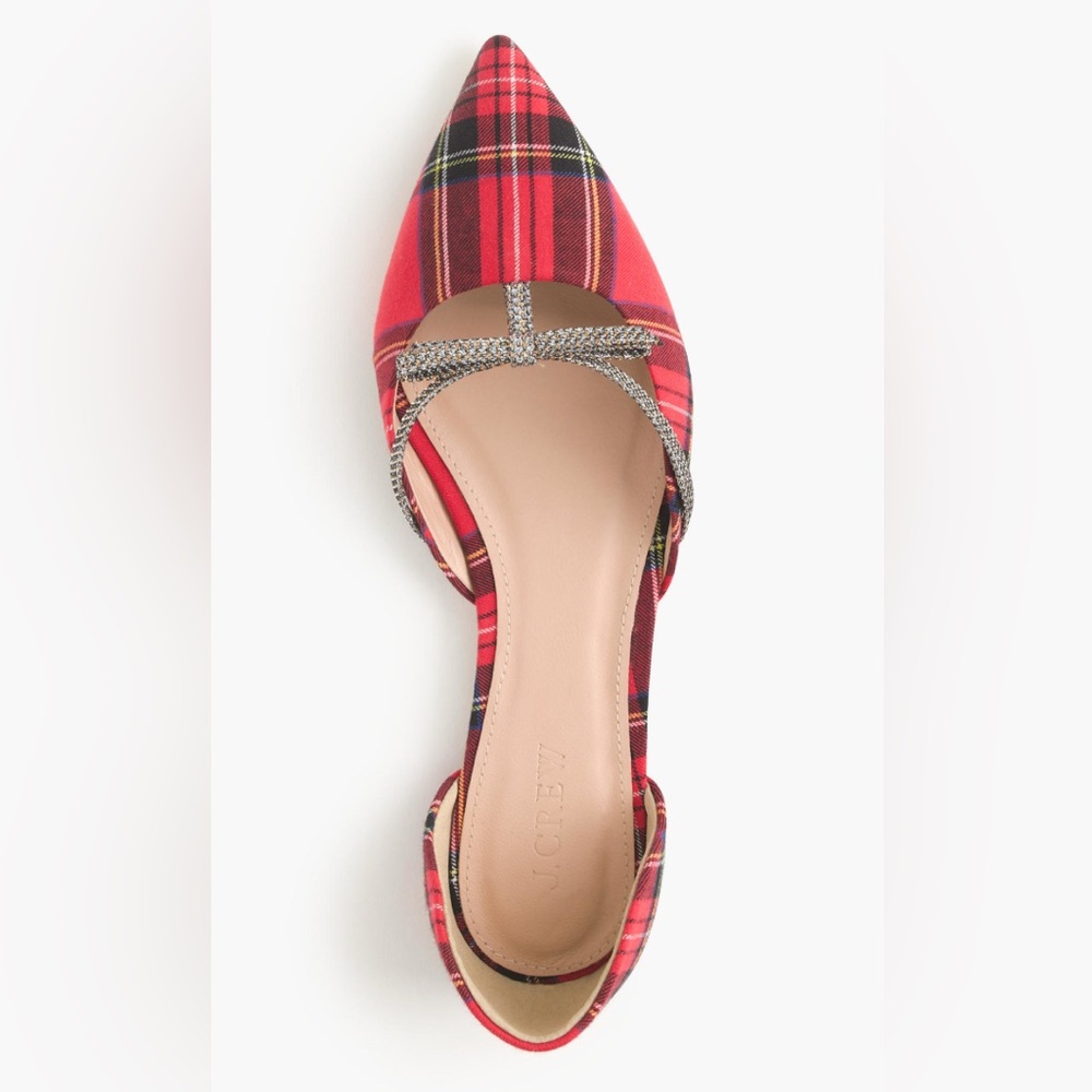 J.Crew Sloan Plaid D'orsay Flats with Mini Bow - NEW